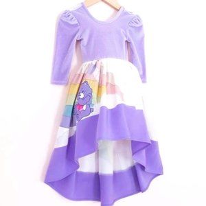NWT Pleiades Designs Care Bears Harmony Purple Hi Lo Windsong Dress Girls size 6